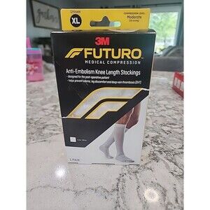 FUTURO Anti-Embolism Stockings Knee Length Closed Toe - XL Moderate 18mmHg White